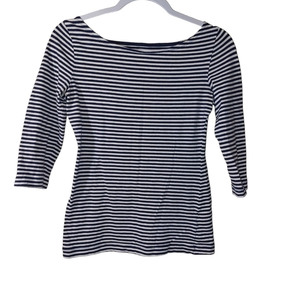 H&M LADIES 3/4 SLEEVE STRIPED TEE- S - Picture 2 of 4